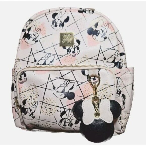 Shimmery Minnie Mouse Mini Backpack By Petunia Pickle Bottom With Keychain - Picture 2 of 8